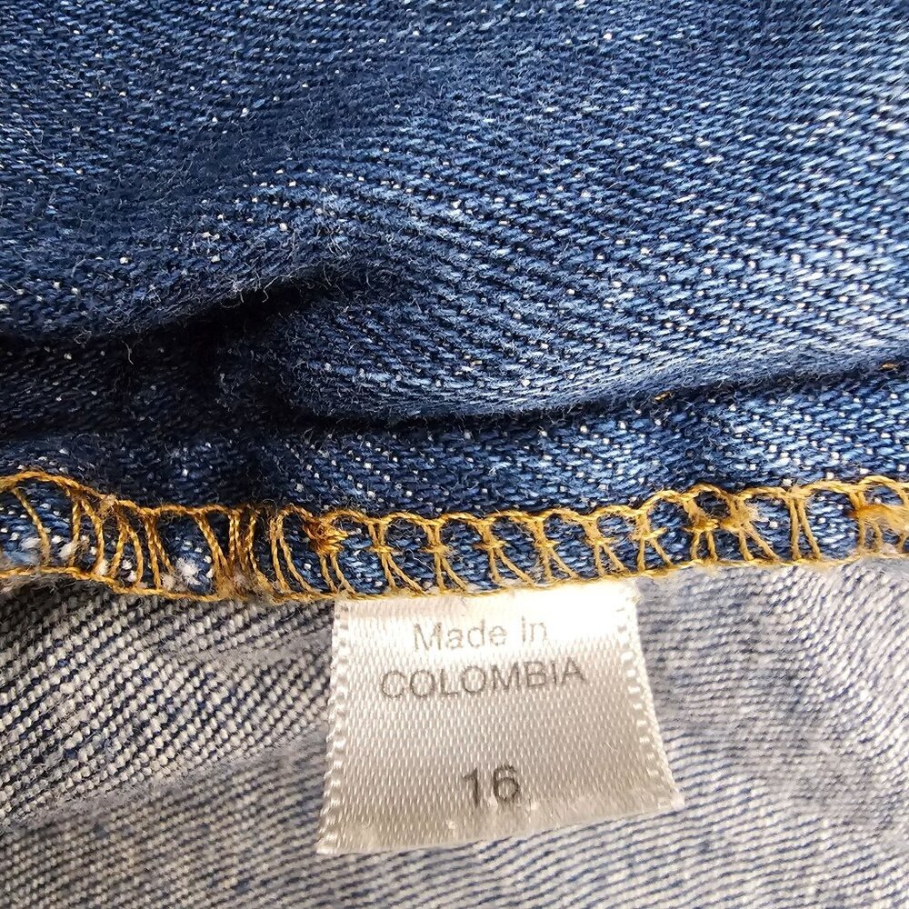 ⭐️Garnet Hill 16 Denim Skirt Knee Length Front Slit Patch Pocket Medium Wash - Picture 5 of 6